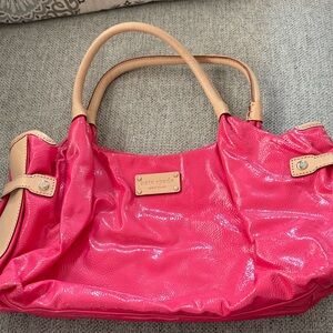 Kate Spade Vibrant Pink Shoulder Bag with Tan Accents